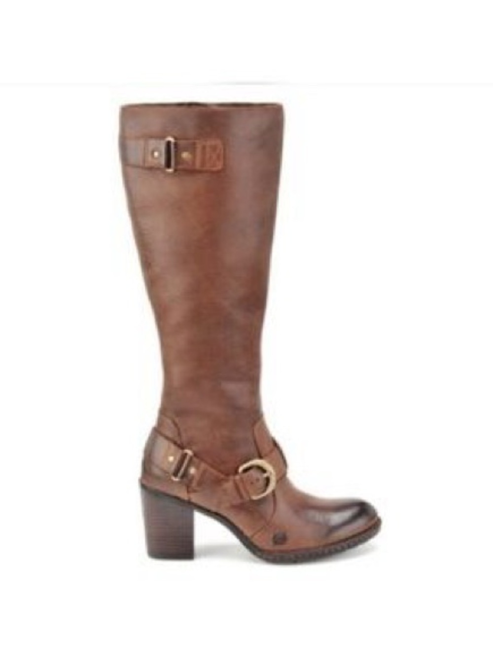 Born Natasha Brown Leather Knee-High Buckle Heel Riding Boots Size 8.5